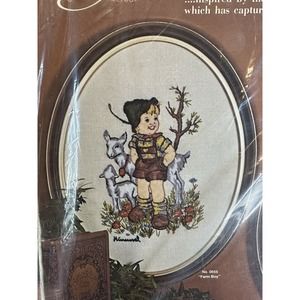 1977 Paragon Needlecraft Crewel Kit #0655 Hummel Farm Boy 9" x 12" Vintage NOS